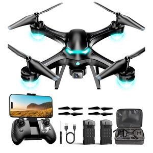 Black Drone with Camera and Accessories